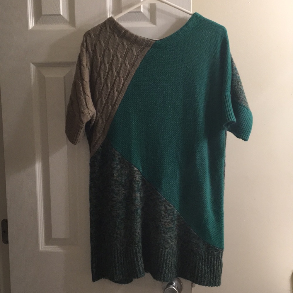 The Limited Emerald and tan sweater tunic